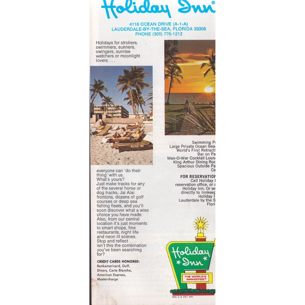 Vintage Lauderdale-by-the-Sea Florida Travel Brochure Holiday Inn Ocean Drive - Picture 2 of 2